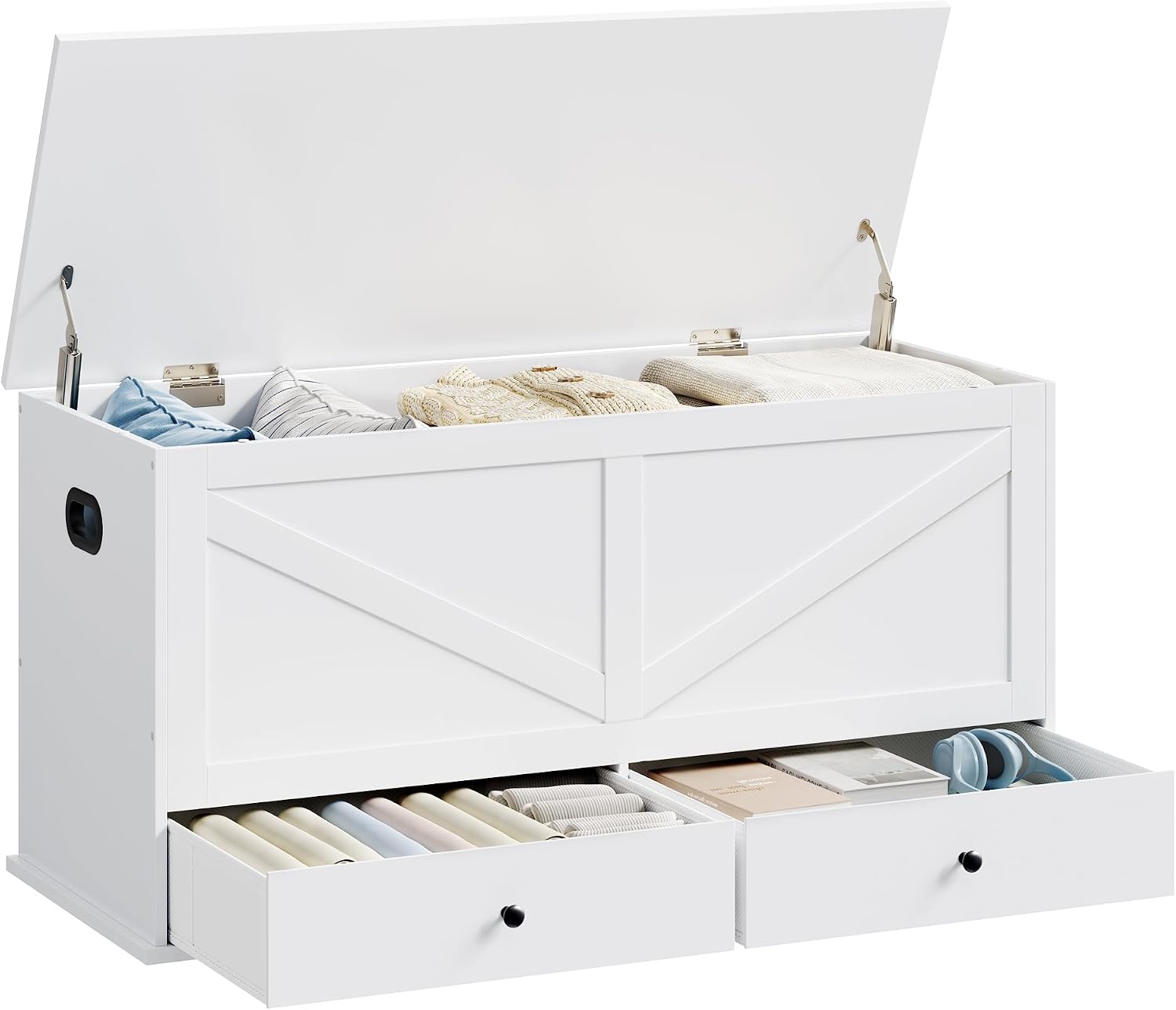 Cabinet Hinges - ตู้เก็บของสไตล์ฟาร์มเฮาส์พร้อมลิ้นชัก, ม้านั่งไม้สำหรับทางเข้าบ้าน, กล่องเก็บของแบบฝาเปิด, ม้านั่งเก็บรองเท้าสไตล์ชนบทพร้อมฝาปิดแบบบานพับ, ตู้เก็บของปลายเตียง, กล่องเก็บของอเนกประสงค์,