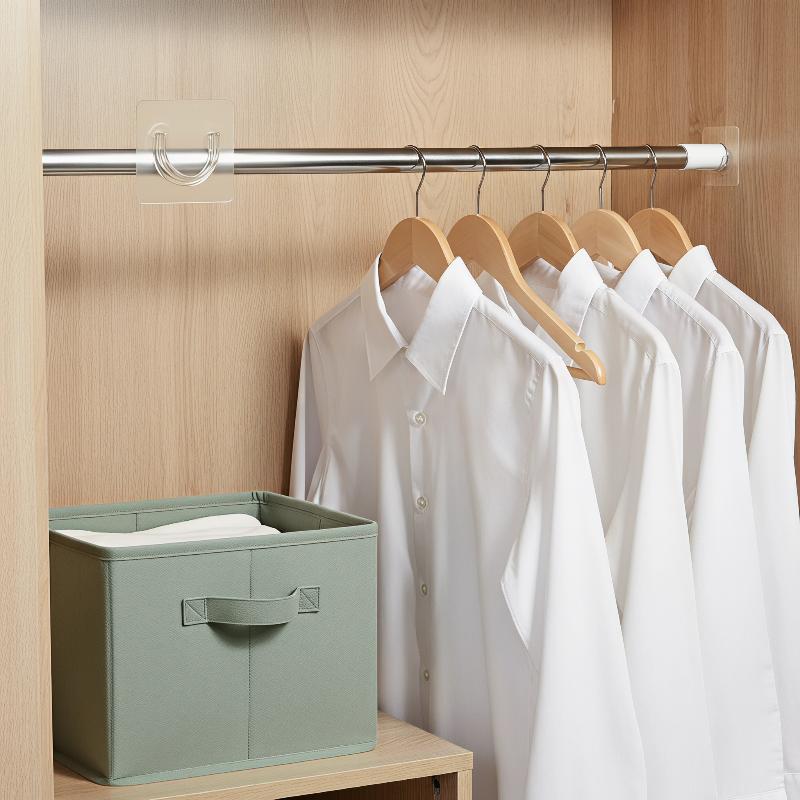 Curtain Rods - 4 ชิ้น ตะขอแขวนราวม่านแบบใส ติดด้วยกาว ไม่ต้องเจาะ รับน้ำหนักได้ดี