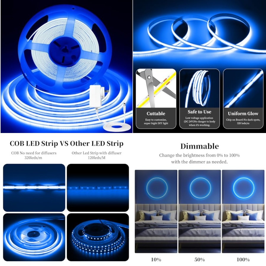 แถบไฟ LED COB 32.8 ฟุต/10 เมตร - Led Strip Lights บทวิจารณ์และราคา