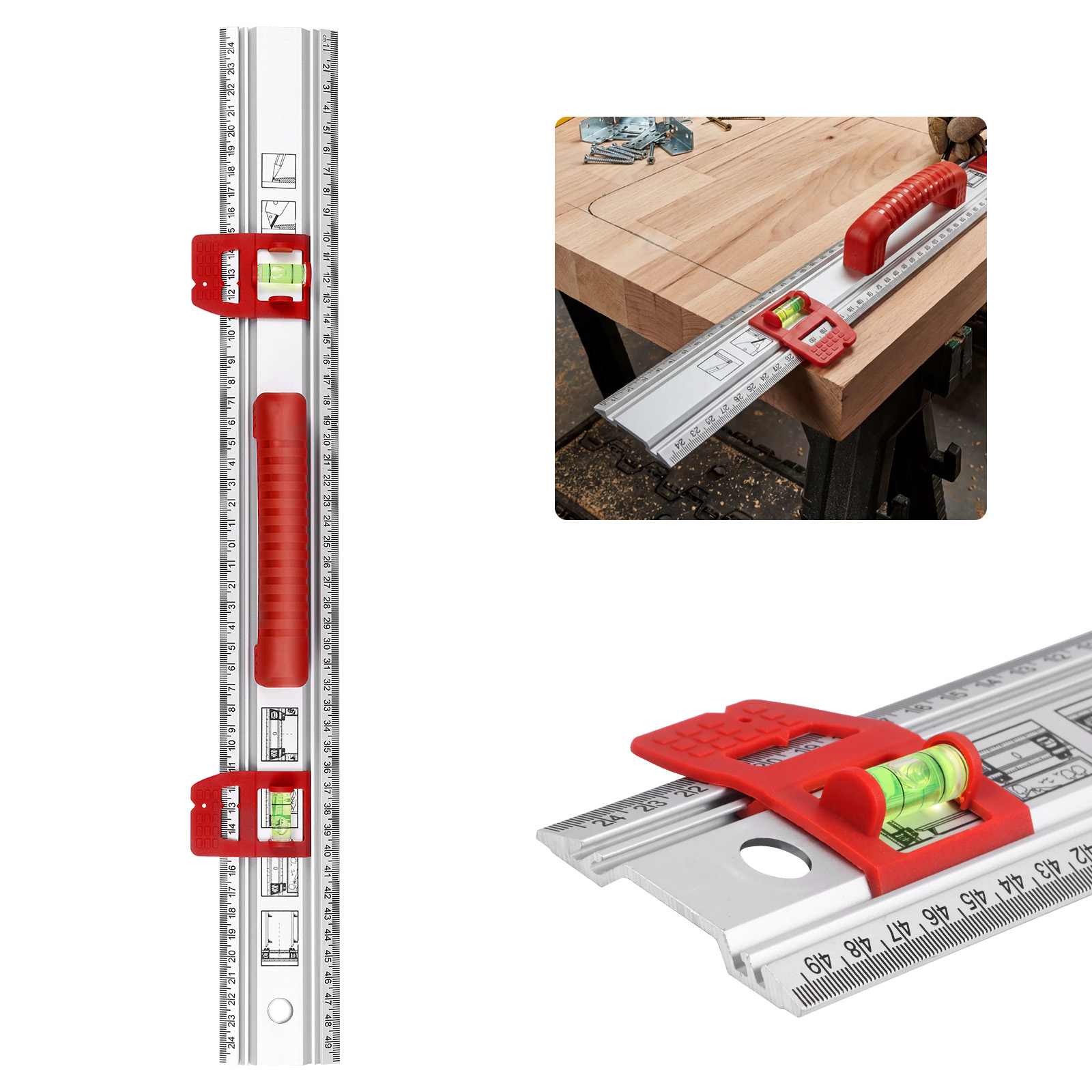 ไม้บรรทัดระดับอะลูมิเนียมพร้อม - Home Improvement Mark บทวิจารณ์และราคา