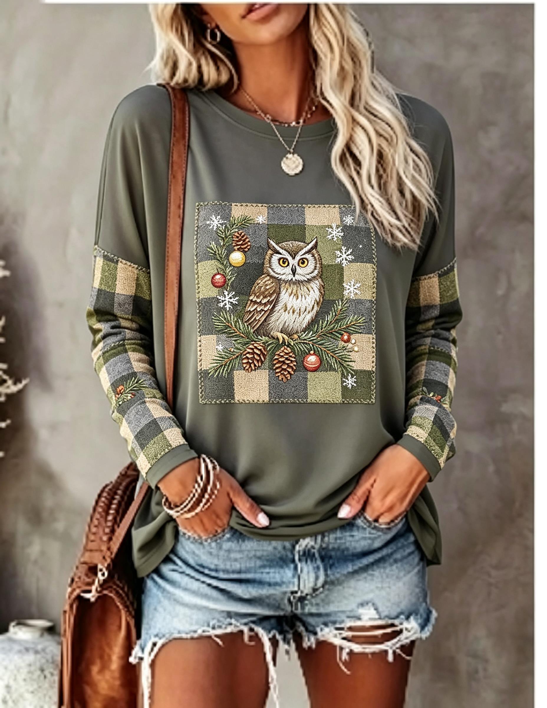 เสื้อยืดแขนยาวผู้หญิง ลายปักจิ - Wallpaper บทวิจารณ์และราคา