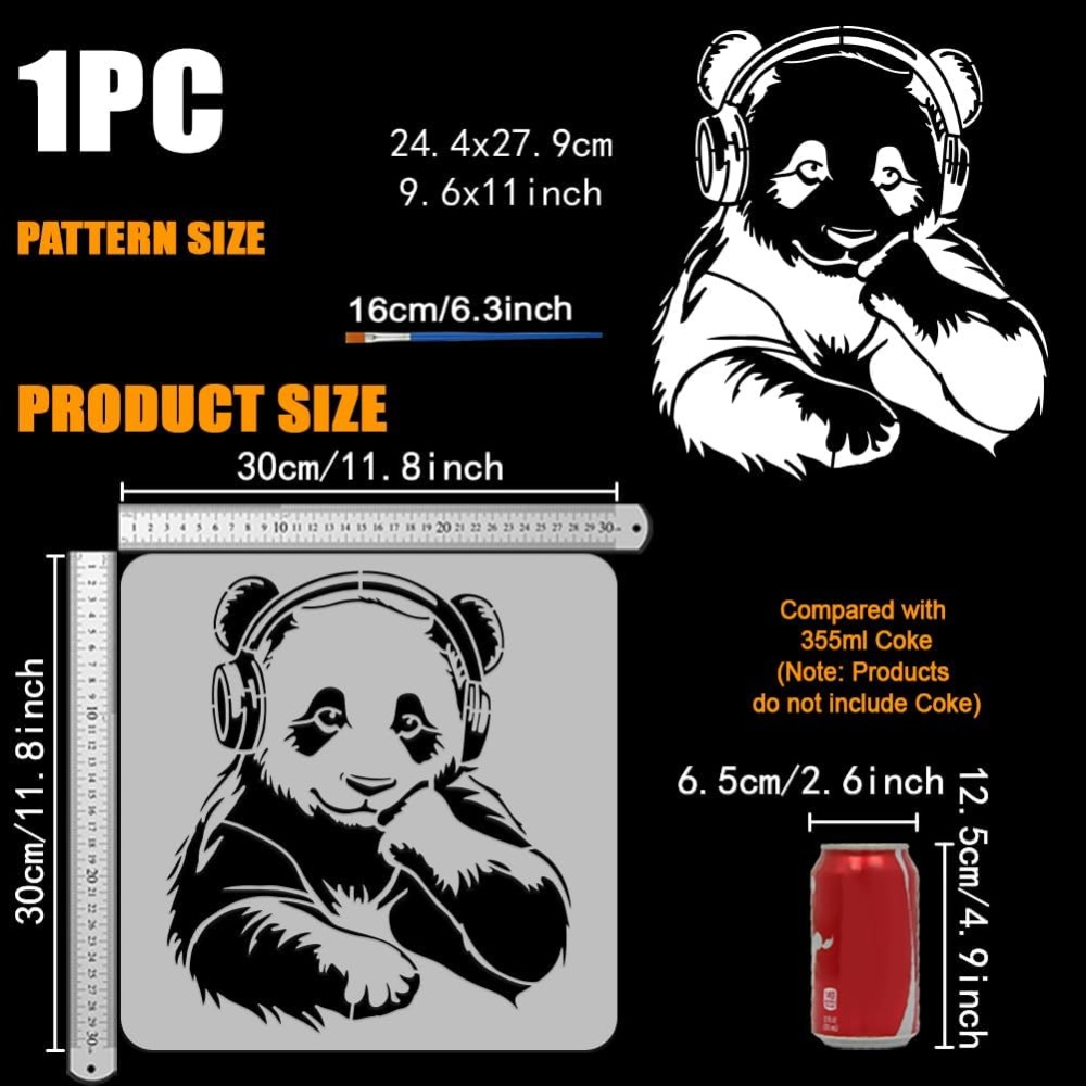 ลายฉลุแพนด้าพร้อมพู่กัน ขนาด 1 - Paint Brush บทวิจารณ์และราคา