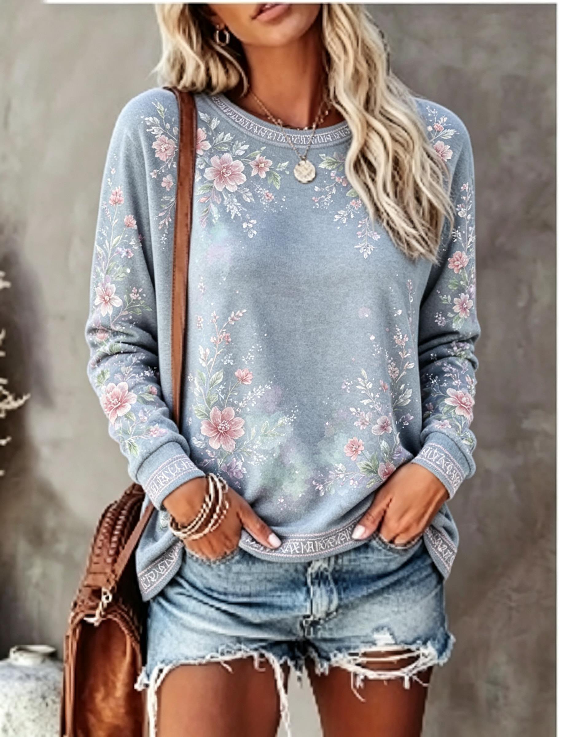 เสื้อยืดแขนยาวคอกลมสำหรับผู้หญ - Wallpaper บทวิจารณ์และราคา